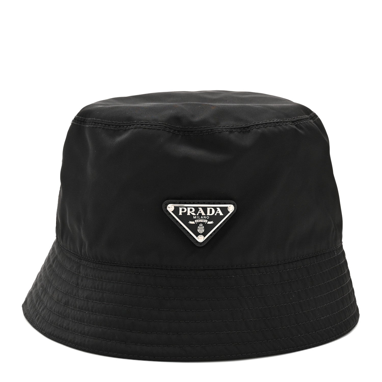 Prada Re-Nylon Metal Triangle Logo Mens Bucket Hat XL Black 5 of 8