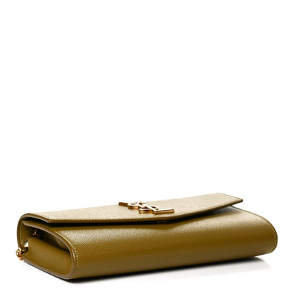 Saint Laurent Grain De Poudre Monogram Uptown Chain Wallet Olive 4 of 11