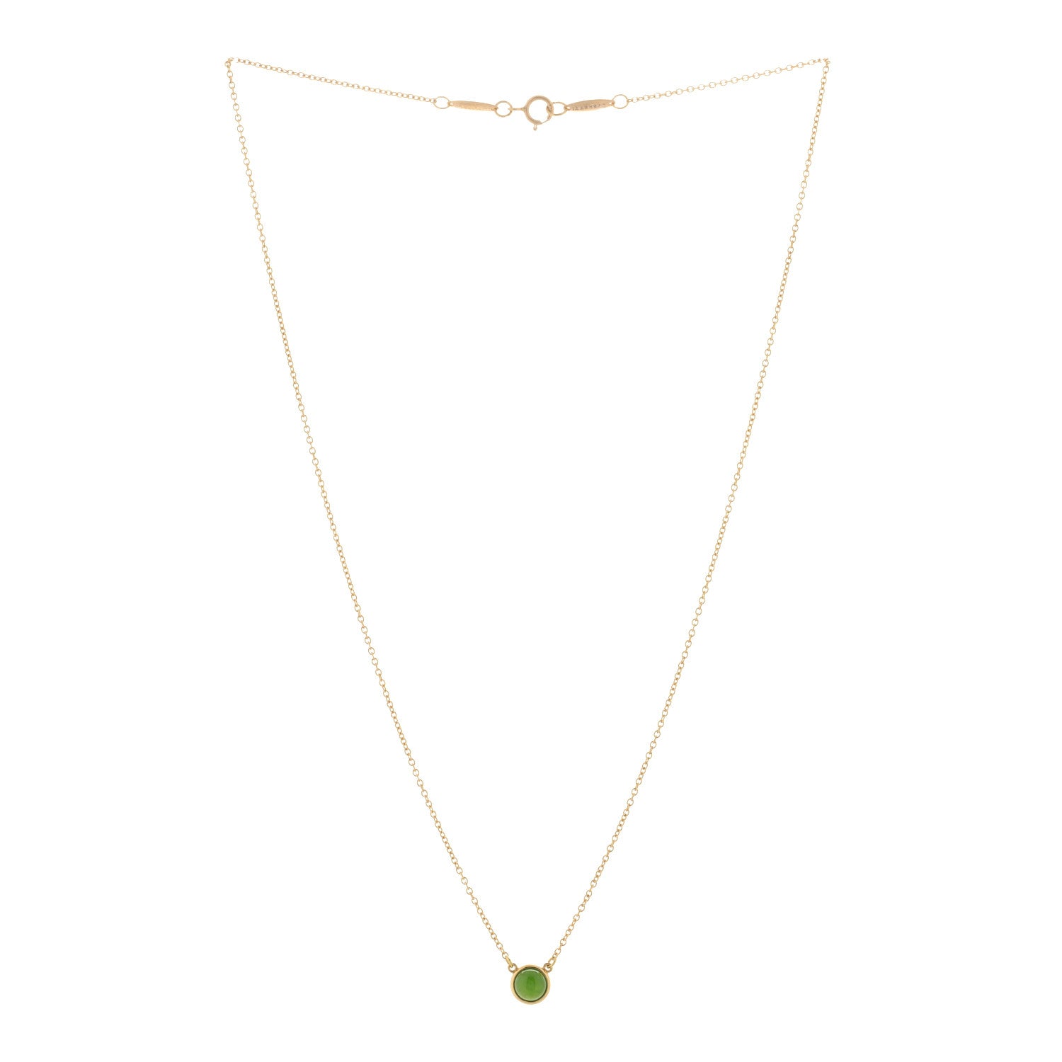 Tiffany 18K Yellow Gold Jade Elsa Peretti Color By The Yard Pendant Necklace 2 of 3