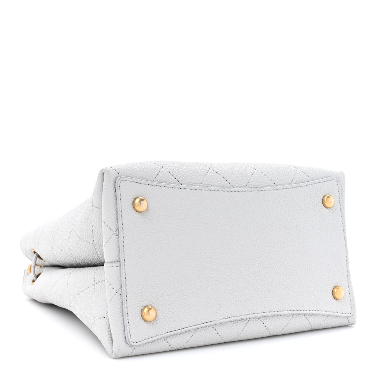 Grained Calfskin Stitched Small Drawstring Bag Grey