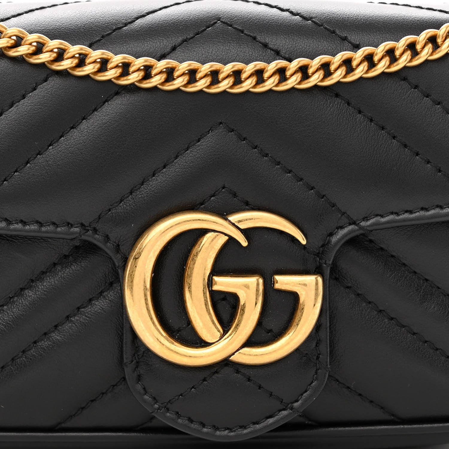 Gucci Calfskin Matelasse Super Mini GG Marmont Shoulder Bag Black 8 of 12