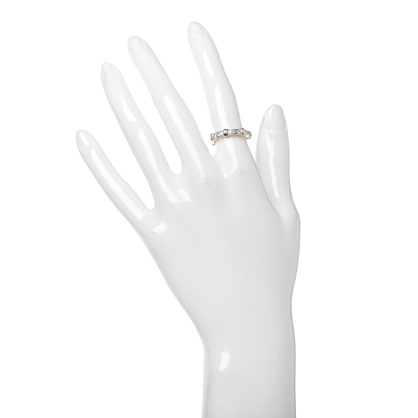 CARTIER 18K Yellow White Gold Diamond Contessa Band Ring 49 4.75