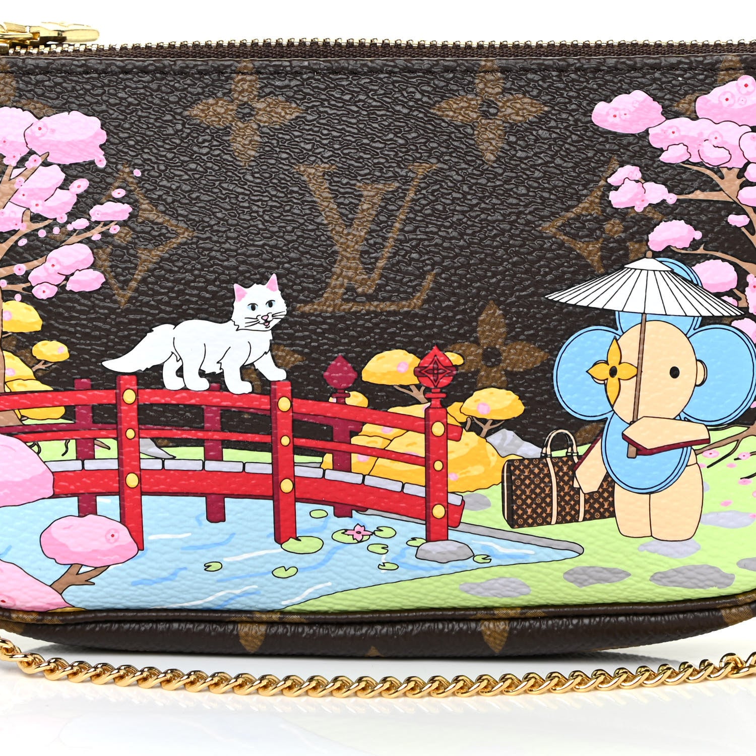 Louis Vuitton Monogram 2021 Christmas Animation Japanese Garden Mini Pochette Accessories Wisteria Pink 8 of 10