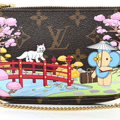 Louis Vuitton Monogram 2021 Christmas Animation Japanese Garden Mini Pochette Accessories Wisteria Pink 8 of 10