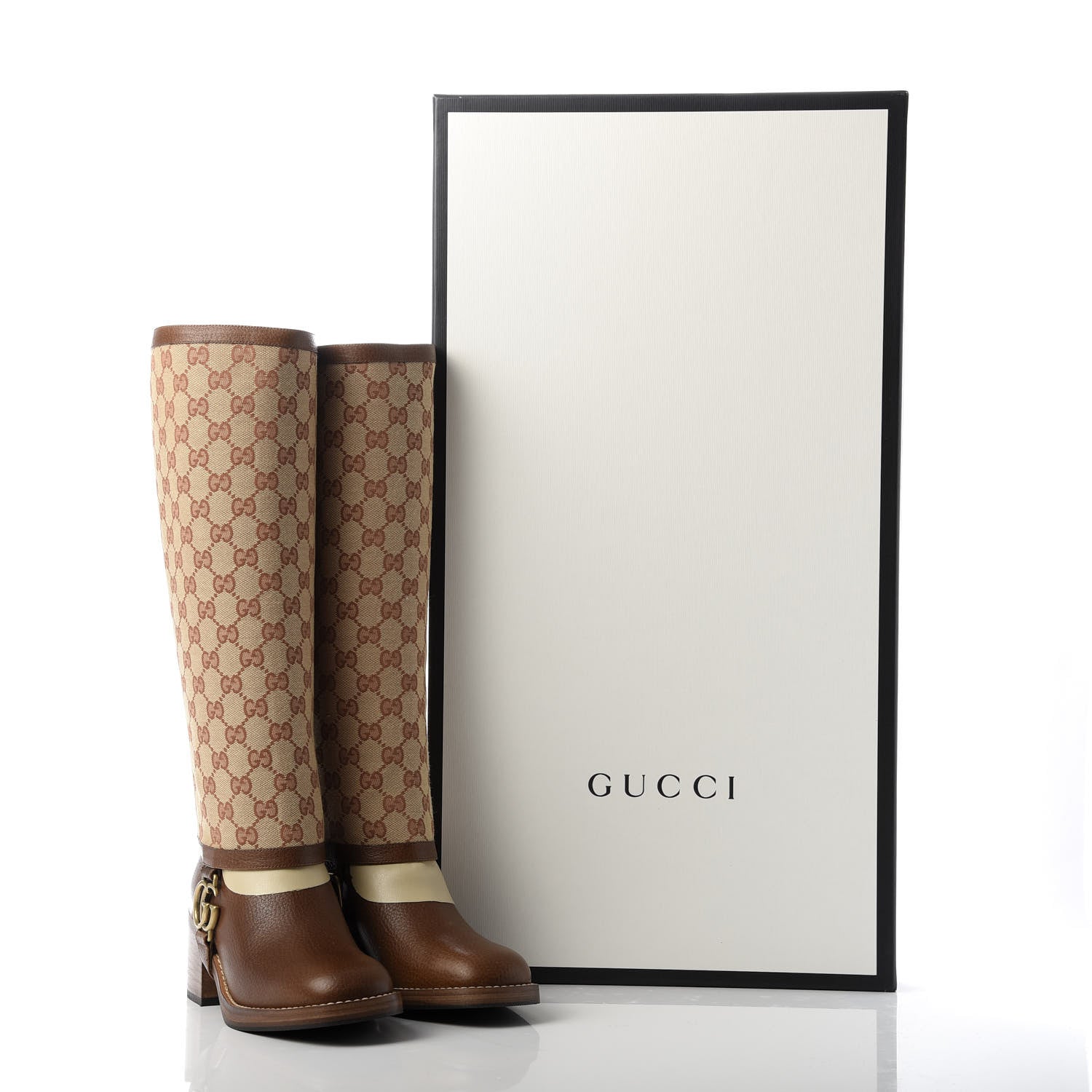 Gucci GG Monogram Calfskin Lola Tall Boots 35.5 Beige Ruggine 10 of 10