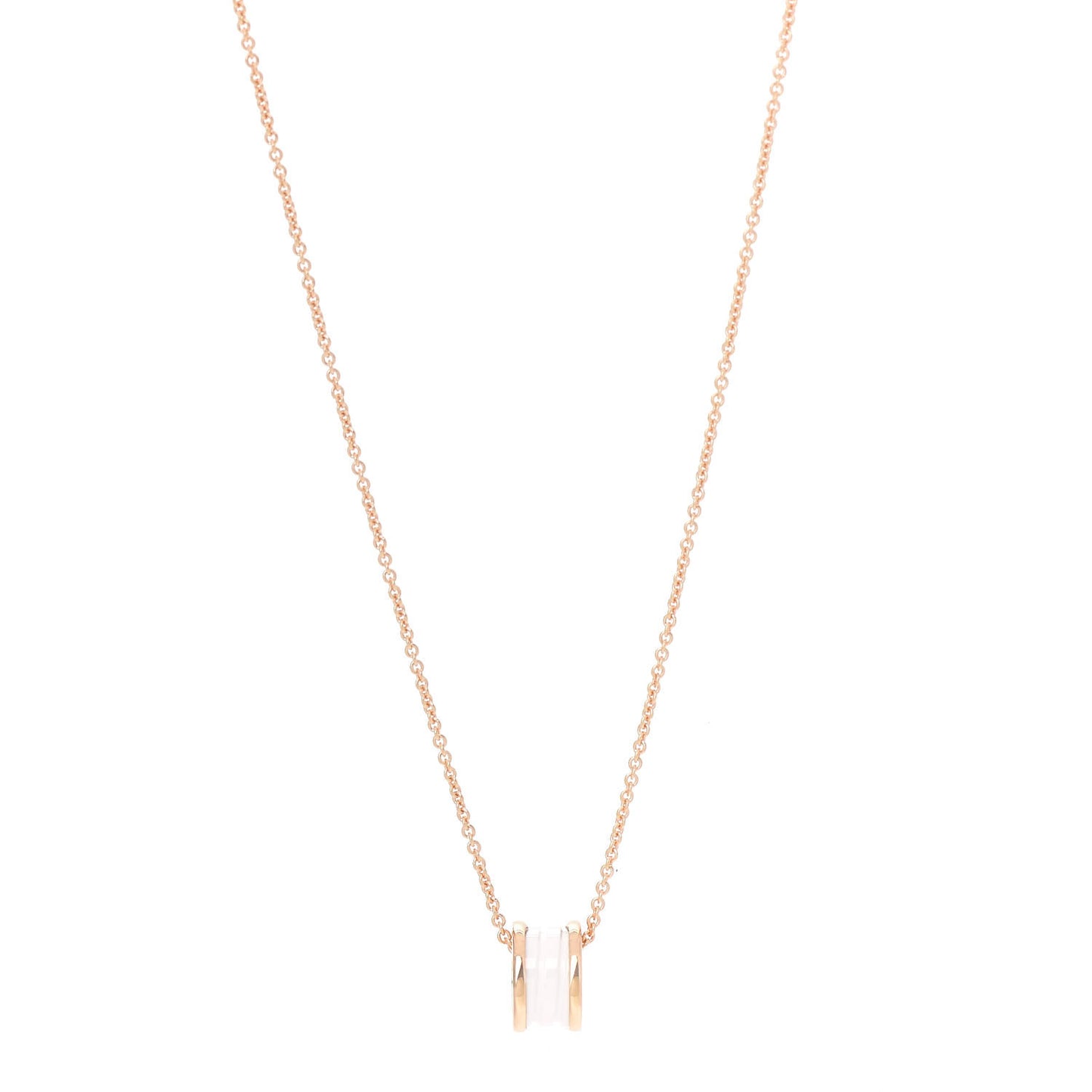 18K Rose Gold White Ceramic B.Zero1 Pendant Necklace