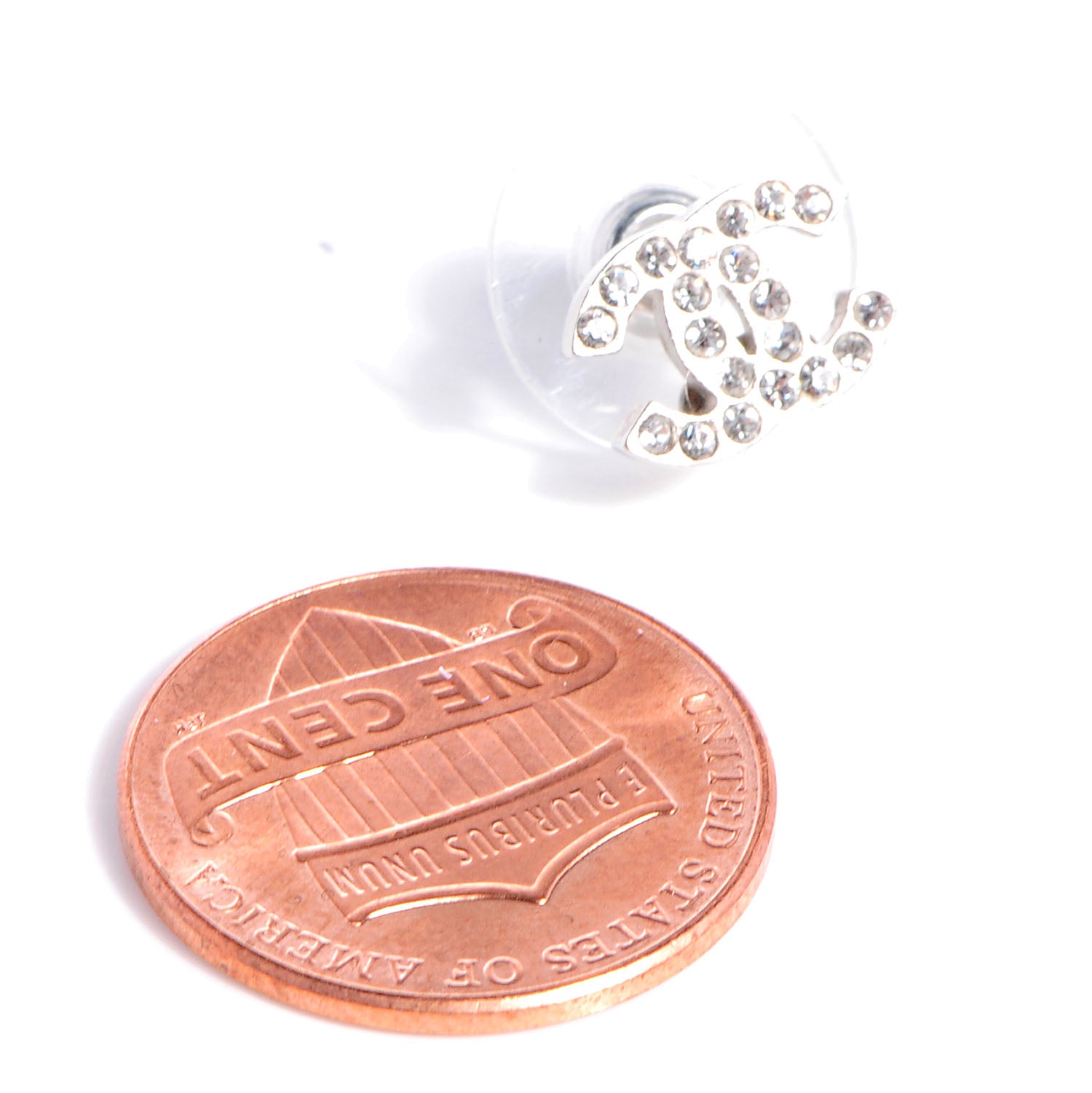Chanel Crystal CC Earrings Silver 2 of 5