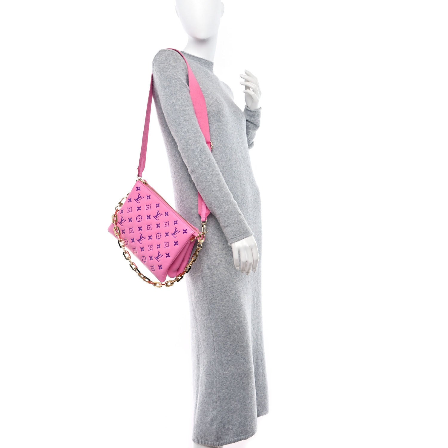 Louis Vuitton LOUIS VUITTON Lambskin Embossed Monogram Vuittamins Coussin PM Rose Violet 2 of 11