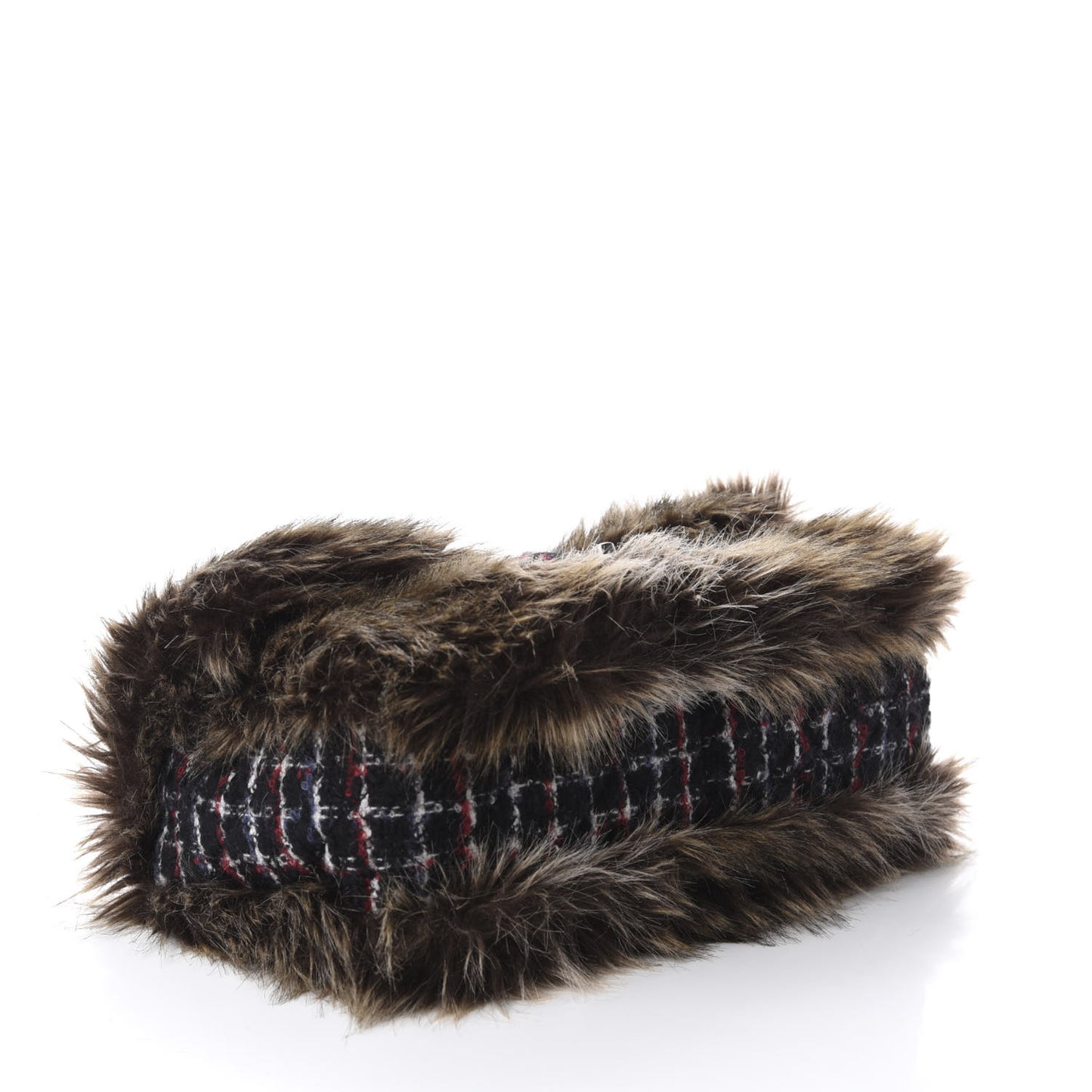 Tweed Arctic Fantasy Fur Flap Blue Red