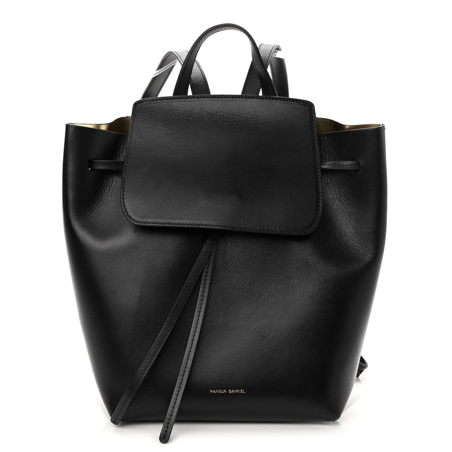 Calfskin Backpack Bag Black Gold