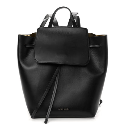 Mansur Gavriel Calfskin Backpack Bag Black Gold 1 of 12