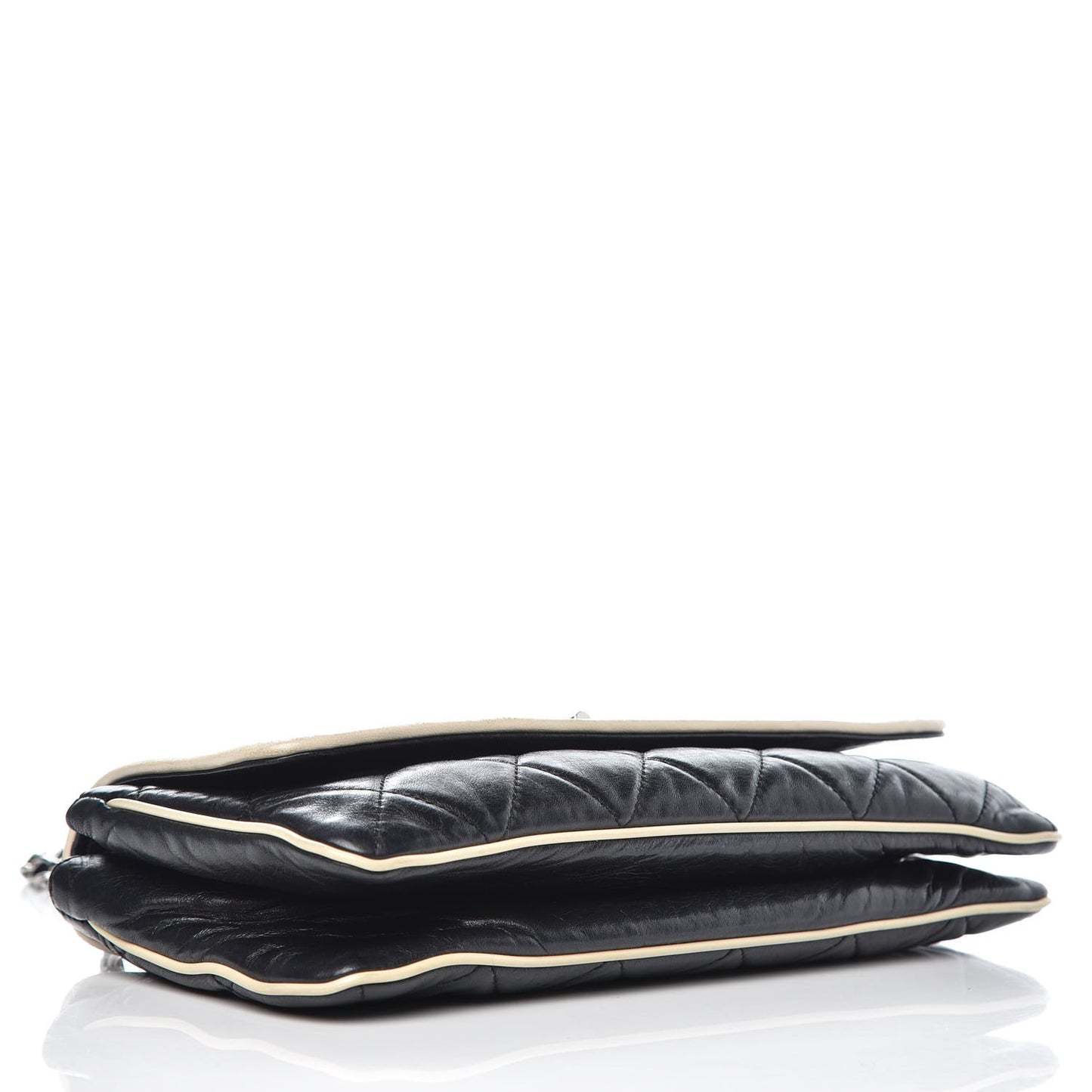 Lambskin East West Accordion Flap Black