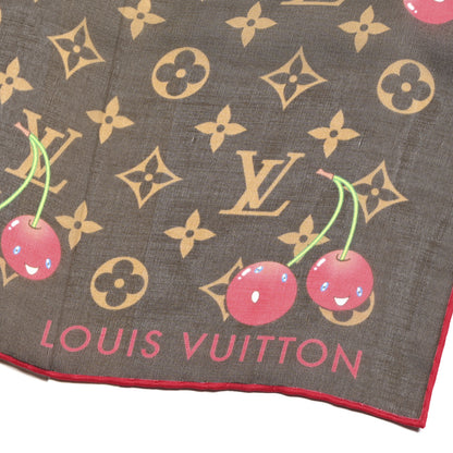 Louis Vuitton LV X TM Silk Monogram Cerise Square Scarf 55 Brown 2 of 4