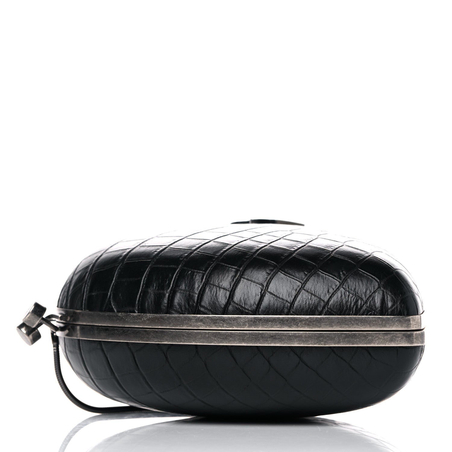 Saint Laurent Calfskin Crocodile Embossed Monogram Love Box Bag Black 4 of 13