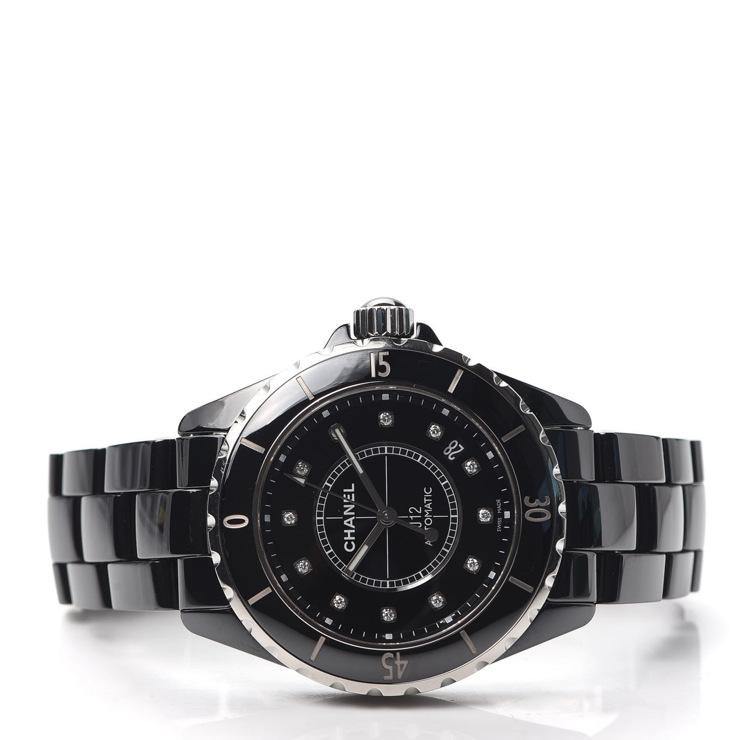 Stainless Steel Ceramic Diamond 38mm J12 Automatic Watch Black