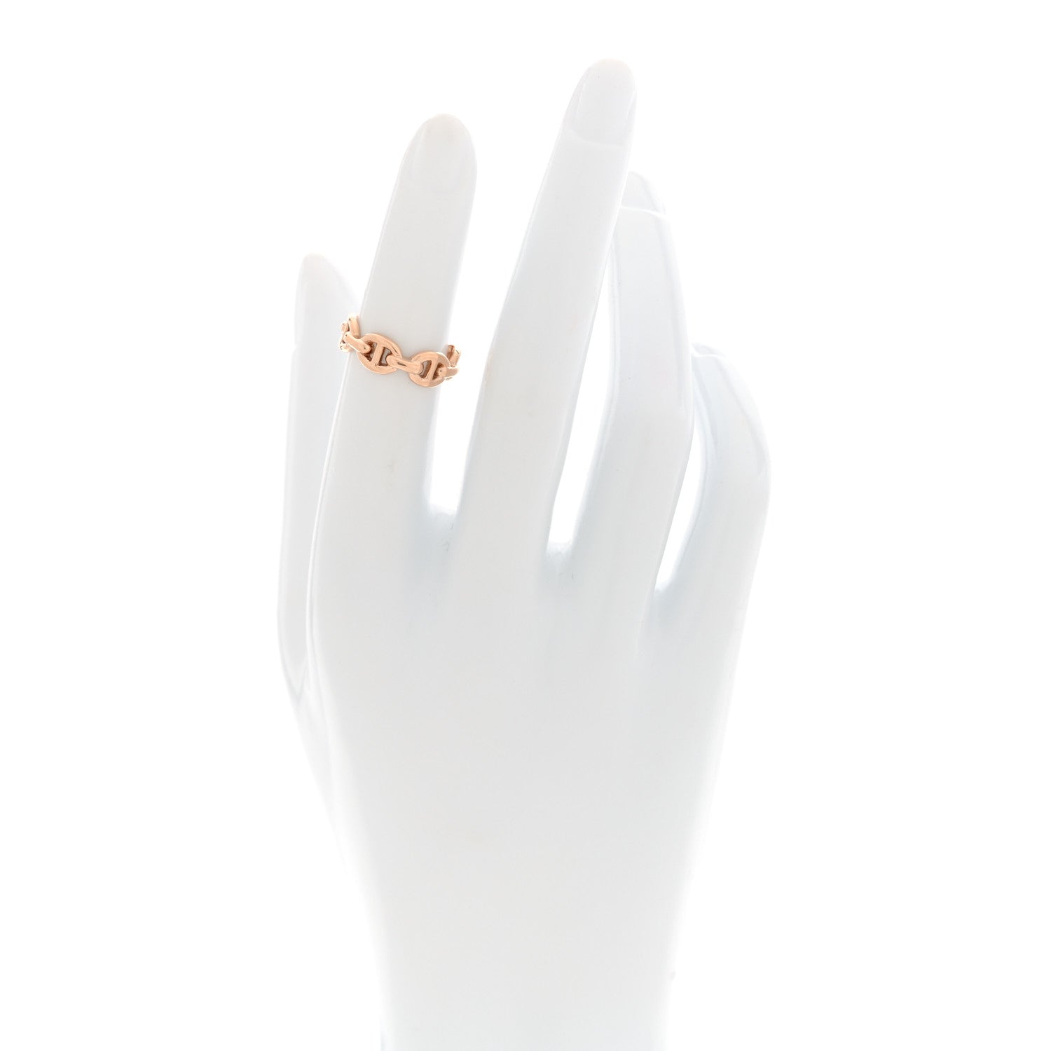 Hermes 18K Rose Gold PM Chaine d'Ancre Enchainee Ring 47 4 2 of 6