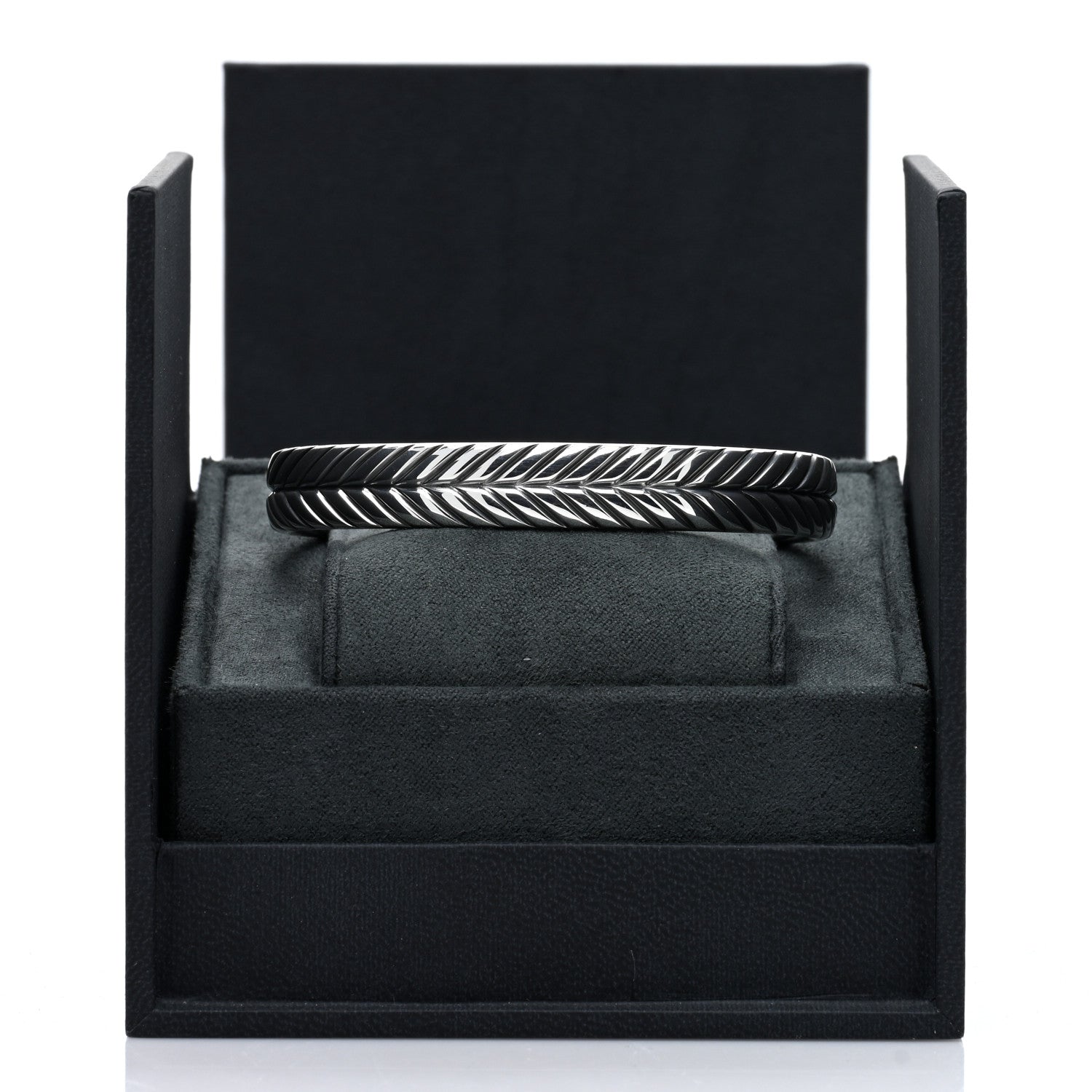 David Yurman Sterling Silver 10mm Chevron Woven Kick Cuff Bracelet 4 of 4