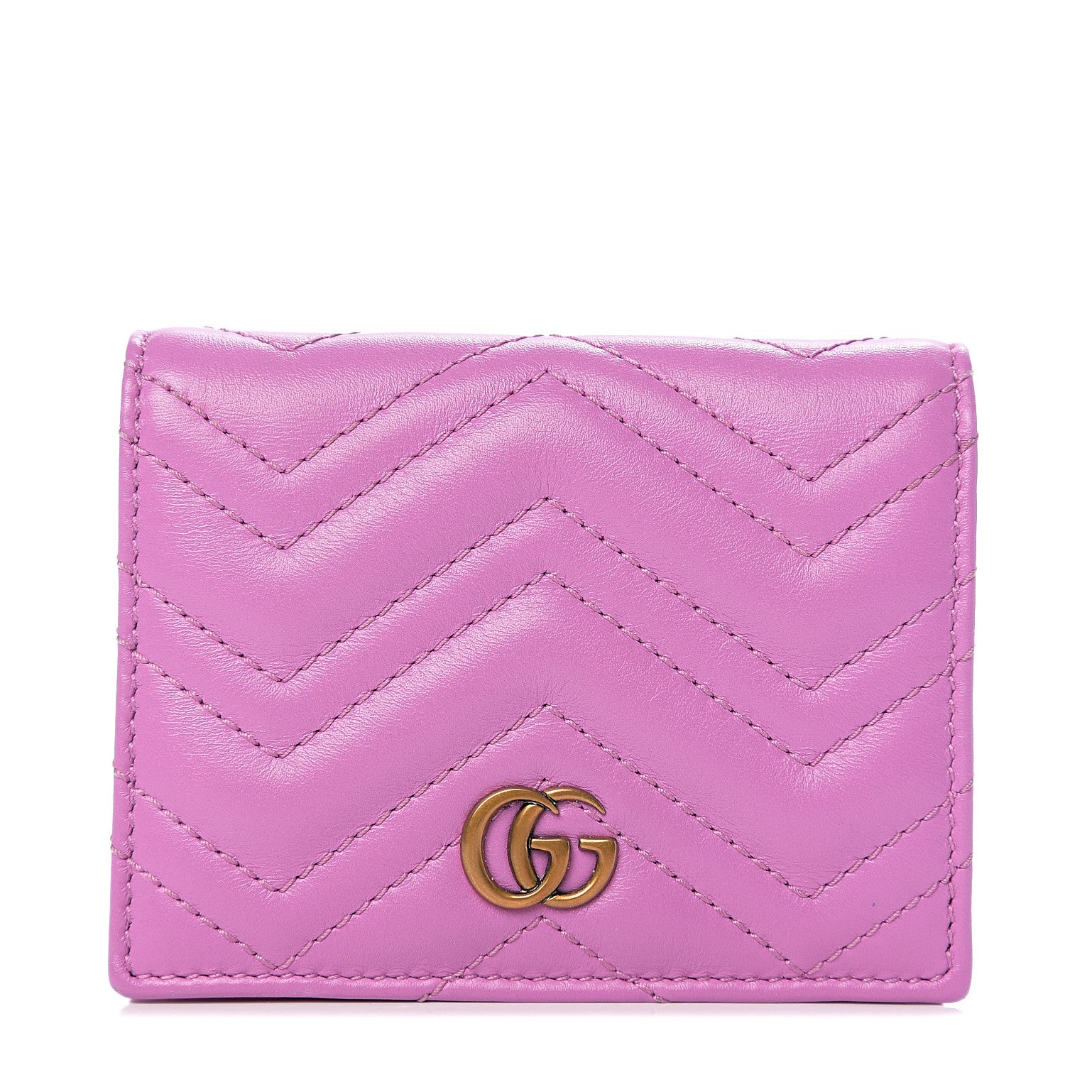 Gucci Calfskin Matelasse GG Marmont Card Case Candy Mousse 1 of 6