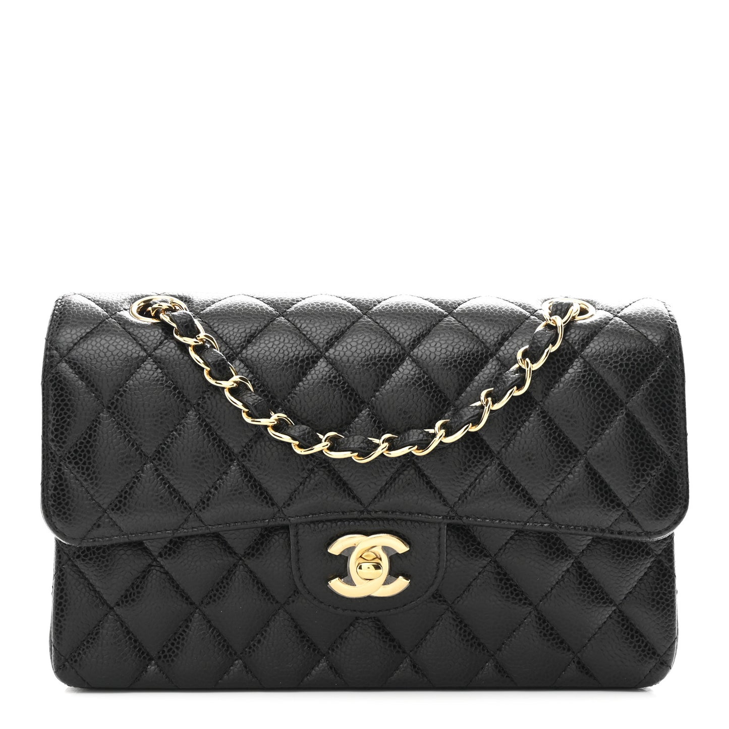 Caviar Quilted Small Double Flap Black