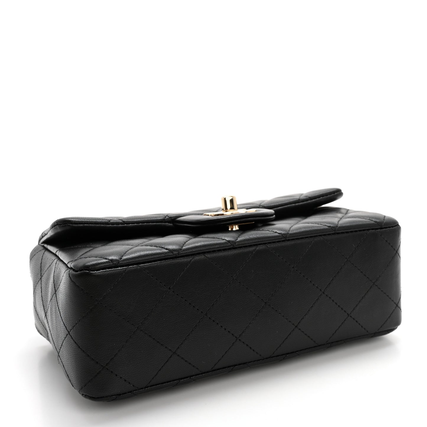 Lambskin Quilted Mini Rectangular Flap Black