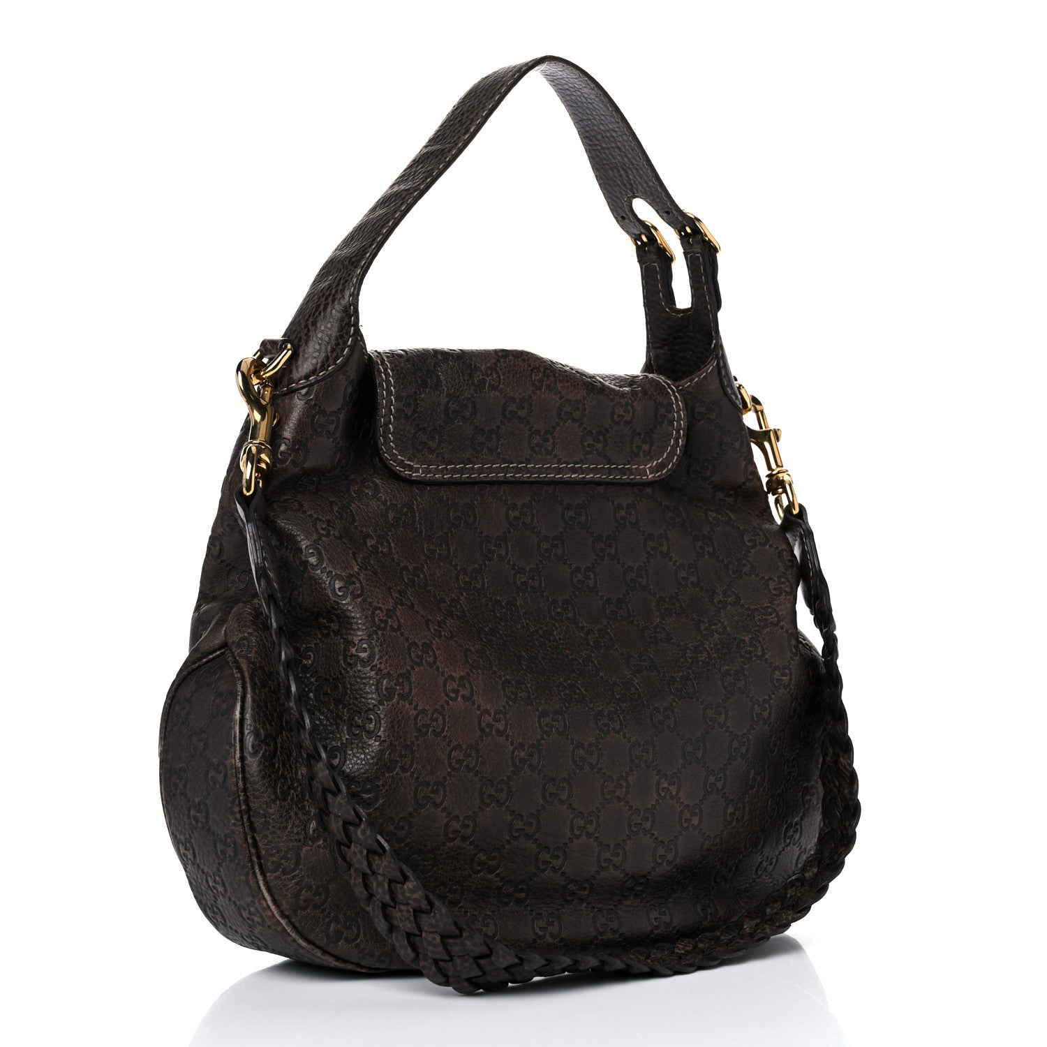 Gucci Guccissima Large New Pelham Satchel Dark Brown 5 of 13