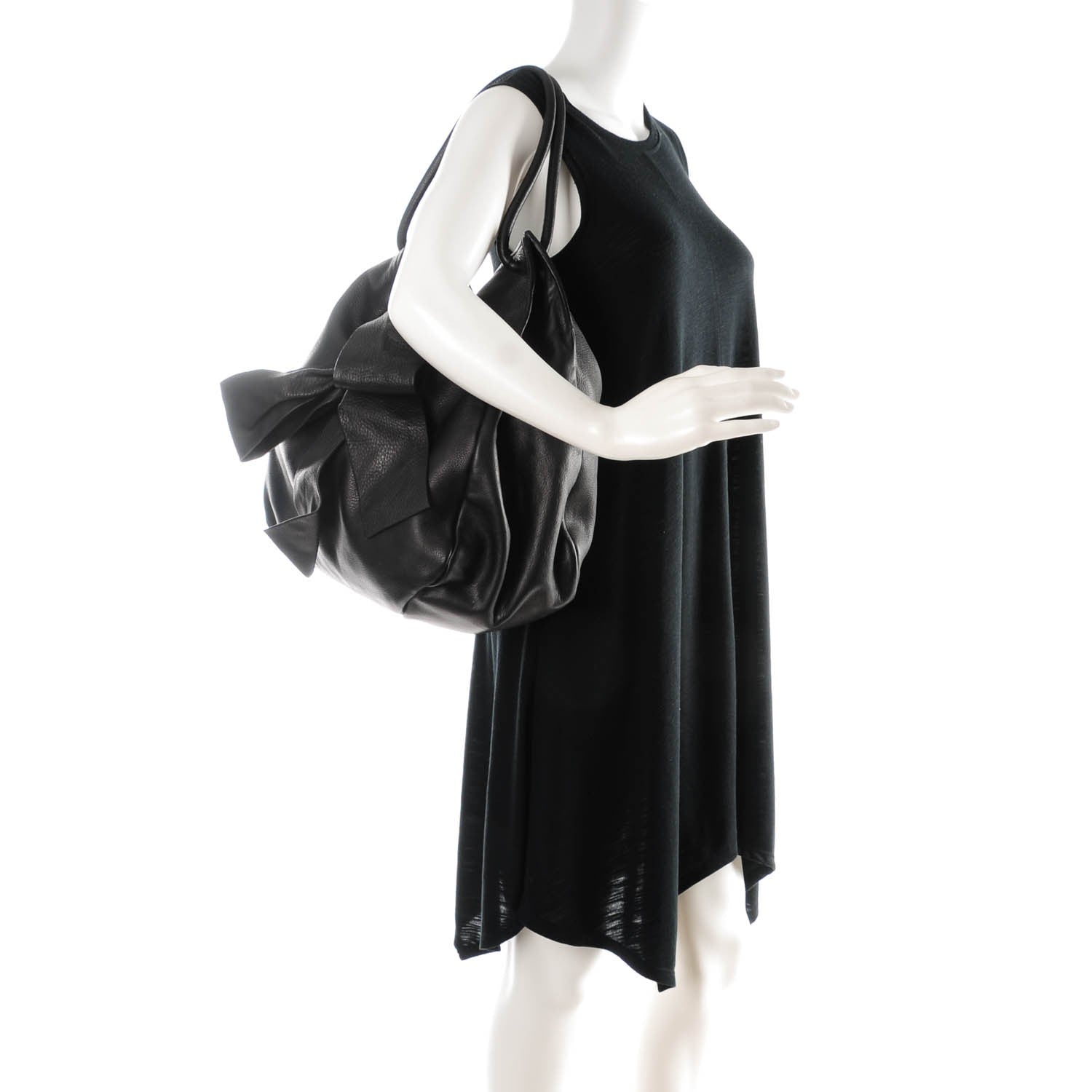 Miu Miu Vitello Bow Hobo Nero Black 2 of 7