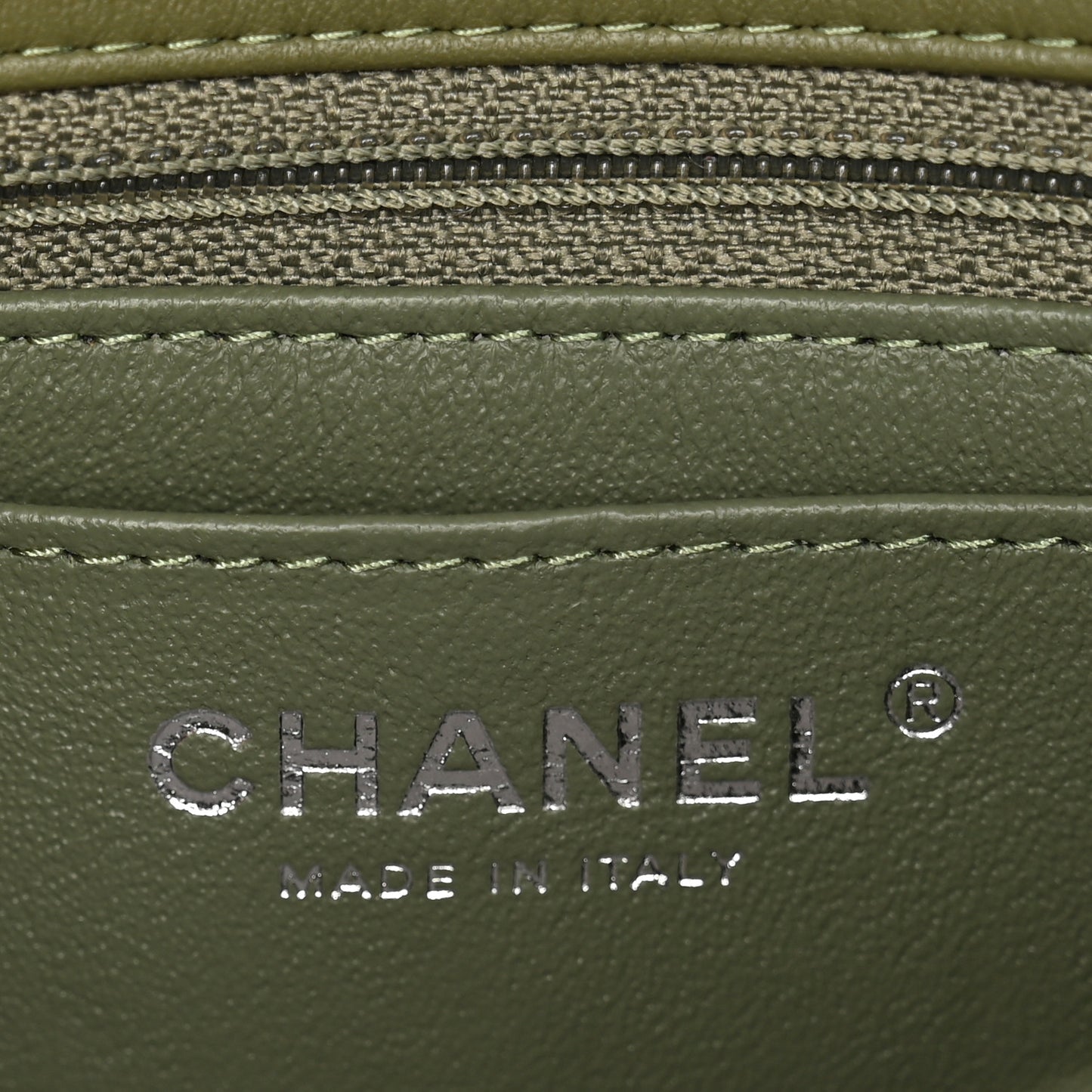 Lambskin Quilted Mini Rectangular Flap Green