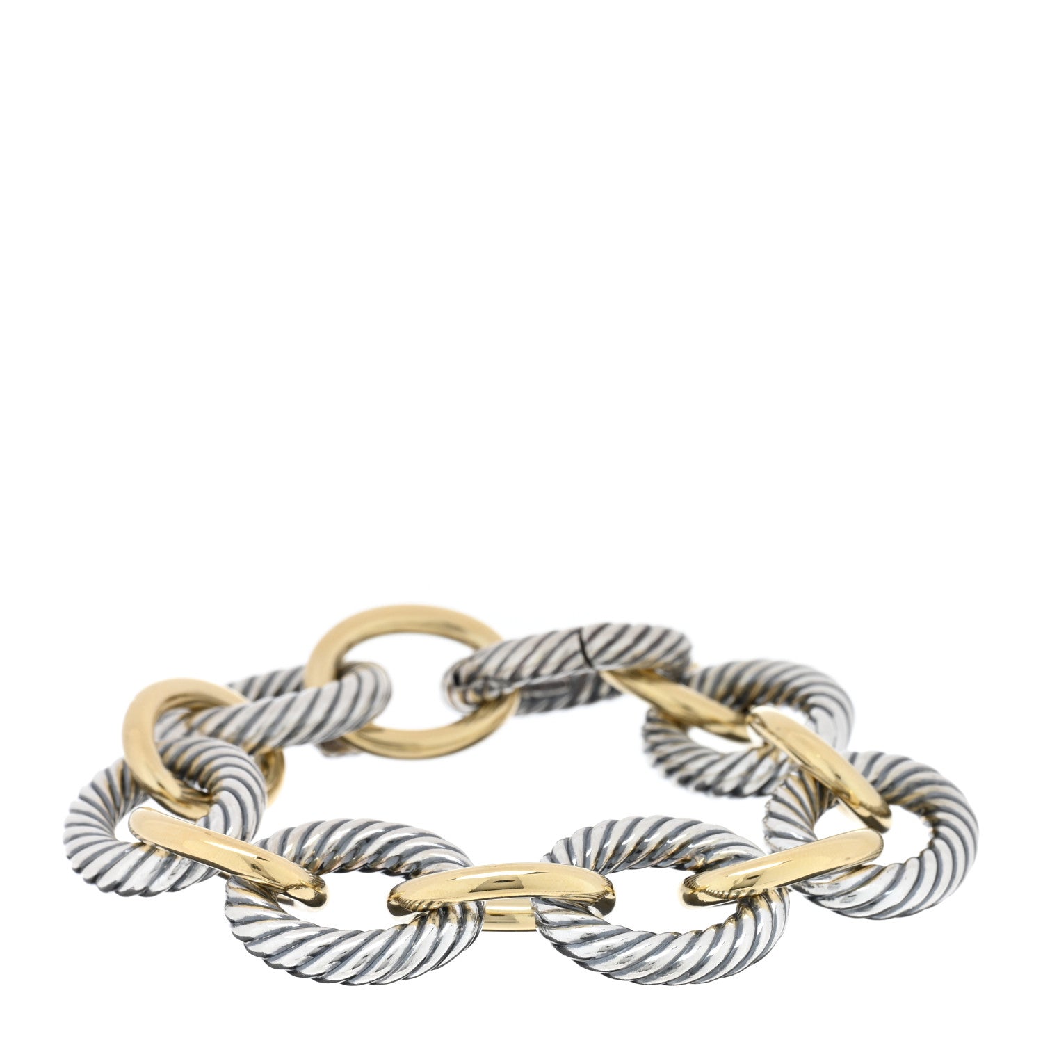 David Yurman Sterling Silver 18K Yellow Gold 18mm Extra Large Oval Link Bracelet 1 of 3