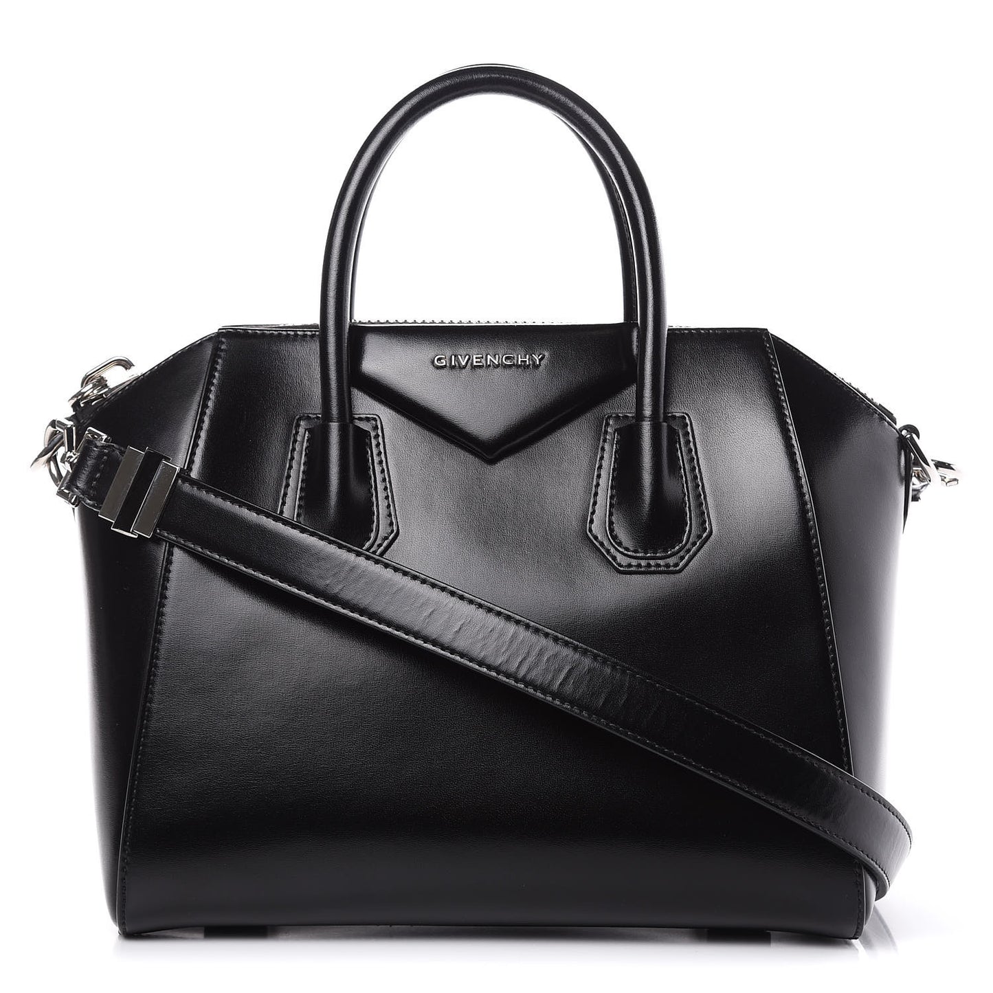 Shiny Lord Calfskin Small Antigona Black