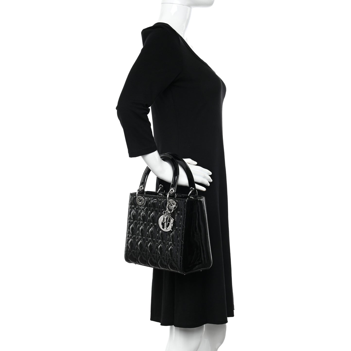 Patent Cannage Medium Lady Dior Black