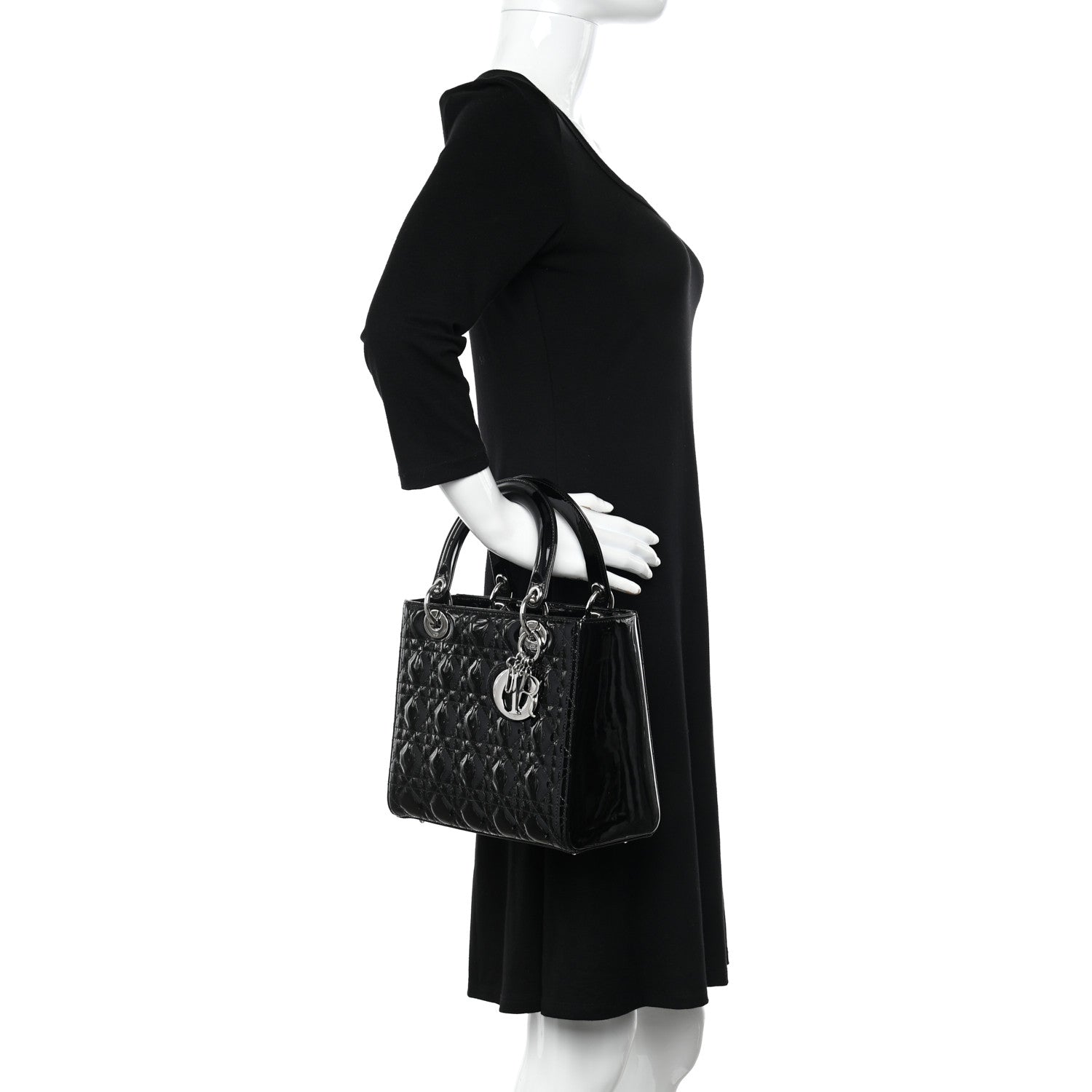 Christian Dior Patent Cannage Medium Lady Dior Black 2 of 10