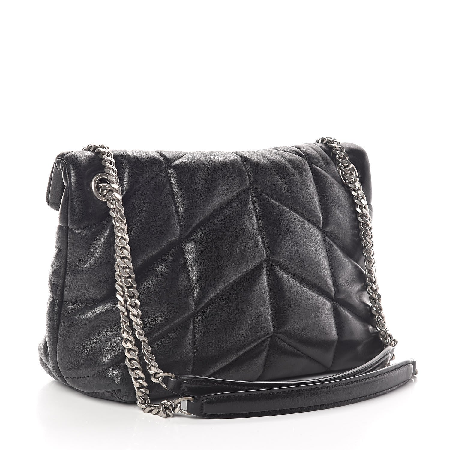 Saint Laurent Lambskin Quilted Small Loulou Puffer Monogram Chain Satchel Black 3 of 9