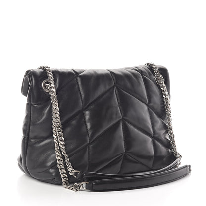 Saint Laurent Lambskin Quilted Small Loulou Puffer Monogram Chain Satchel Black 3 of 9