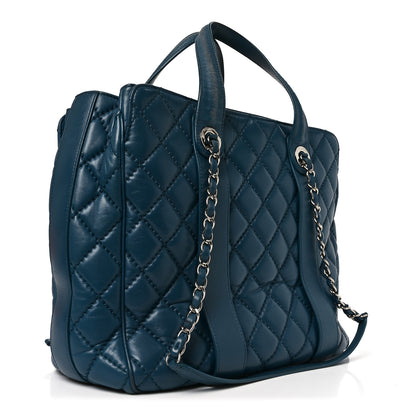 Chanel Lambskin Quilted Easy Carry Shopping Tote Blue 2 of 10