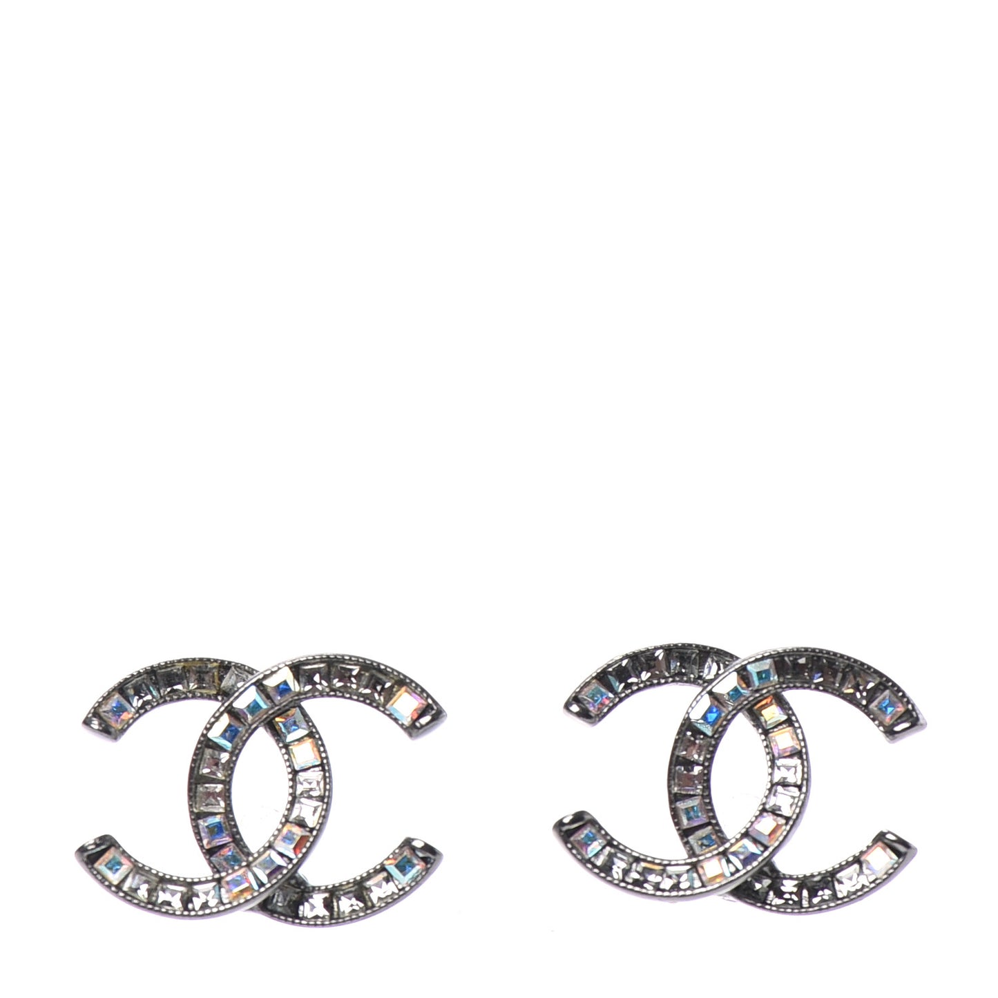 Crystal Baguette CC Earrings Ruthenium