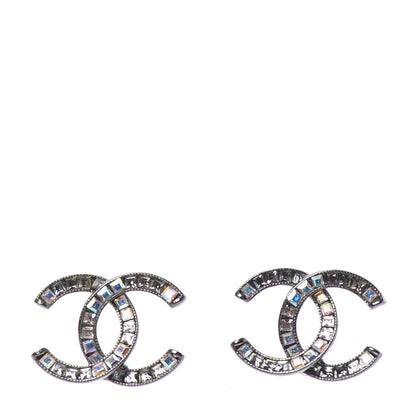 Chanel Crystal Baguette CC Earrings Ruthenium 1 of 4