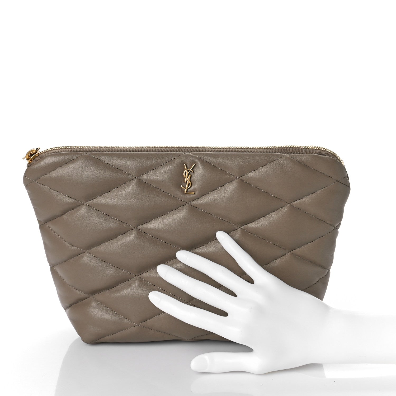 Saint Laurent Lambskin Monogram Medium Sade Puffer Taupe 2 of 10