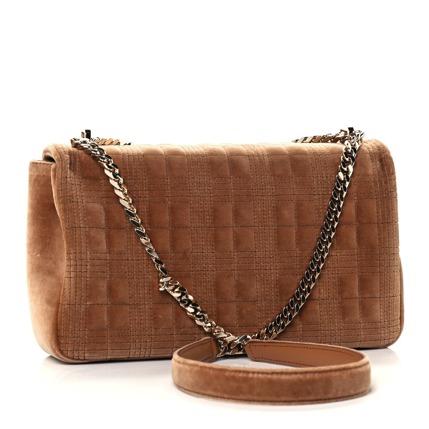 Velvet Quilted Medium Lola Bag Brown