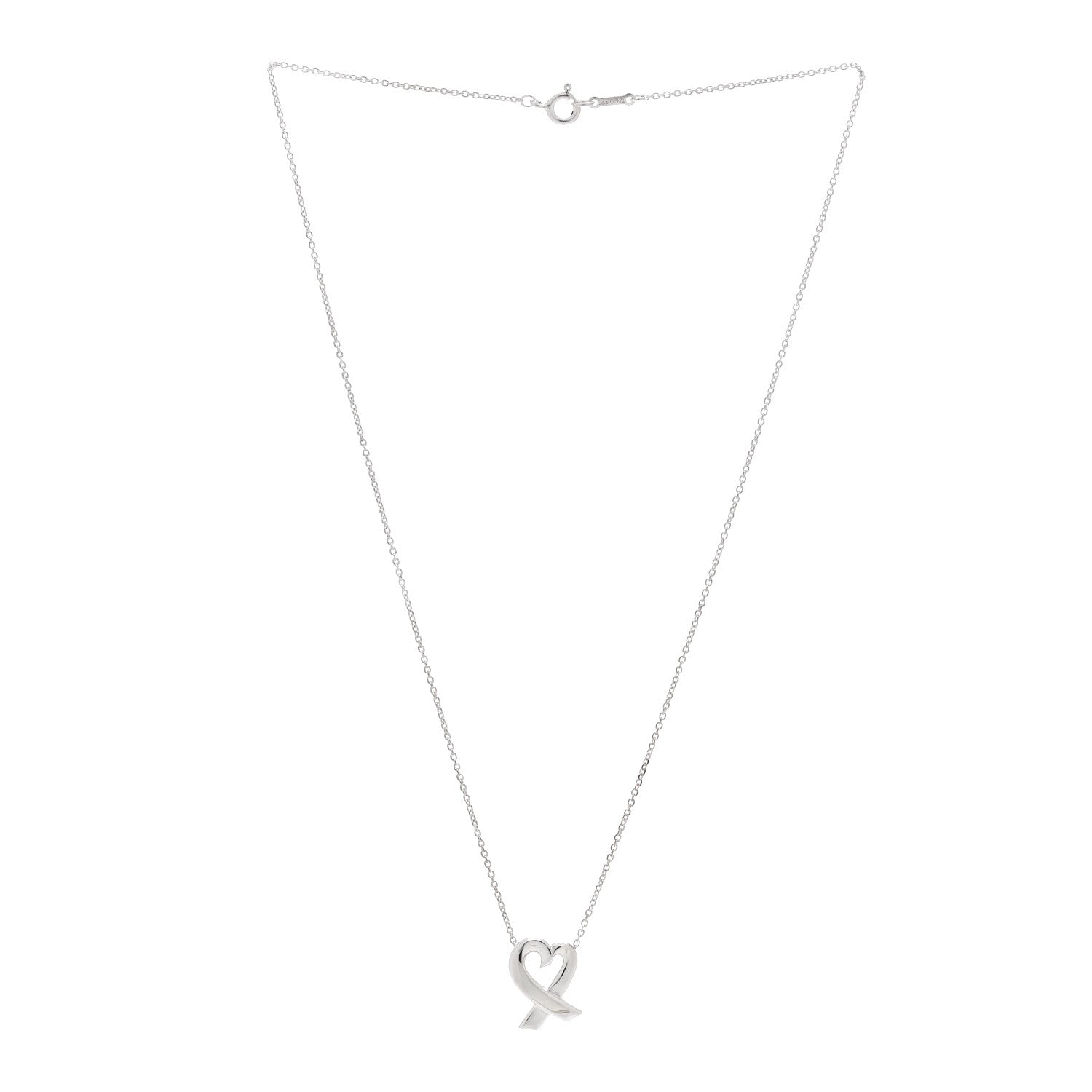 Tiffany Sterling Silver Paloma Picasso Loving Heart Pendant Necklace 3 of 4