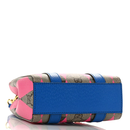 Gucci GG Supreme Monogram Textured Dollar Calfskin Rhombus Mini Tote Bag Beige Ebony Pink Blue 4 of 8