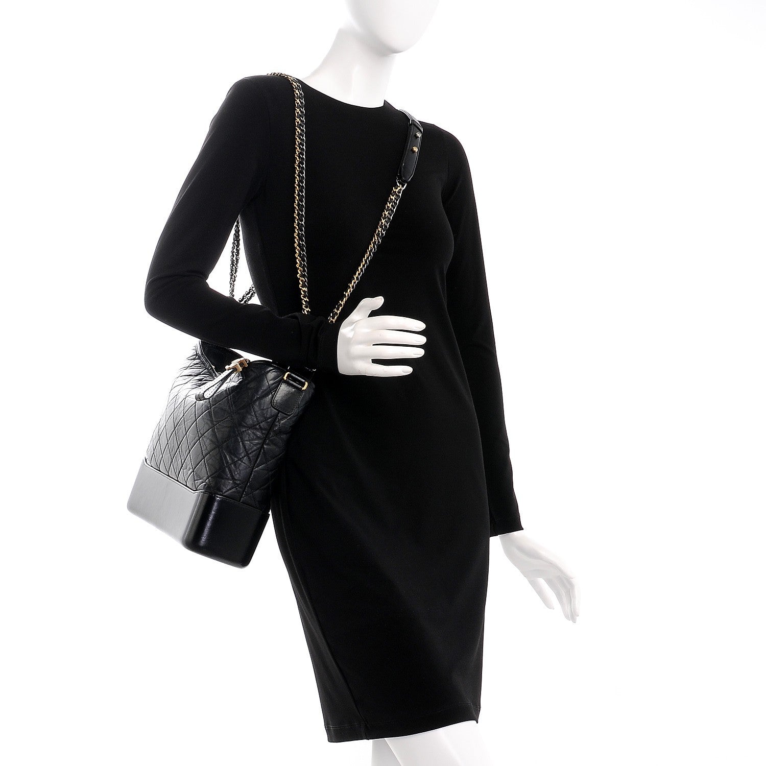 Chanel Aged Calfskin Quilted Large Gabrielle Hobo Black 2 of 8