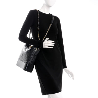 Chanel Aged Calfskin Quilted Large Gabrielle Hobo Black 2 of 8