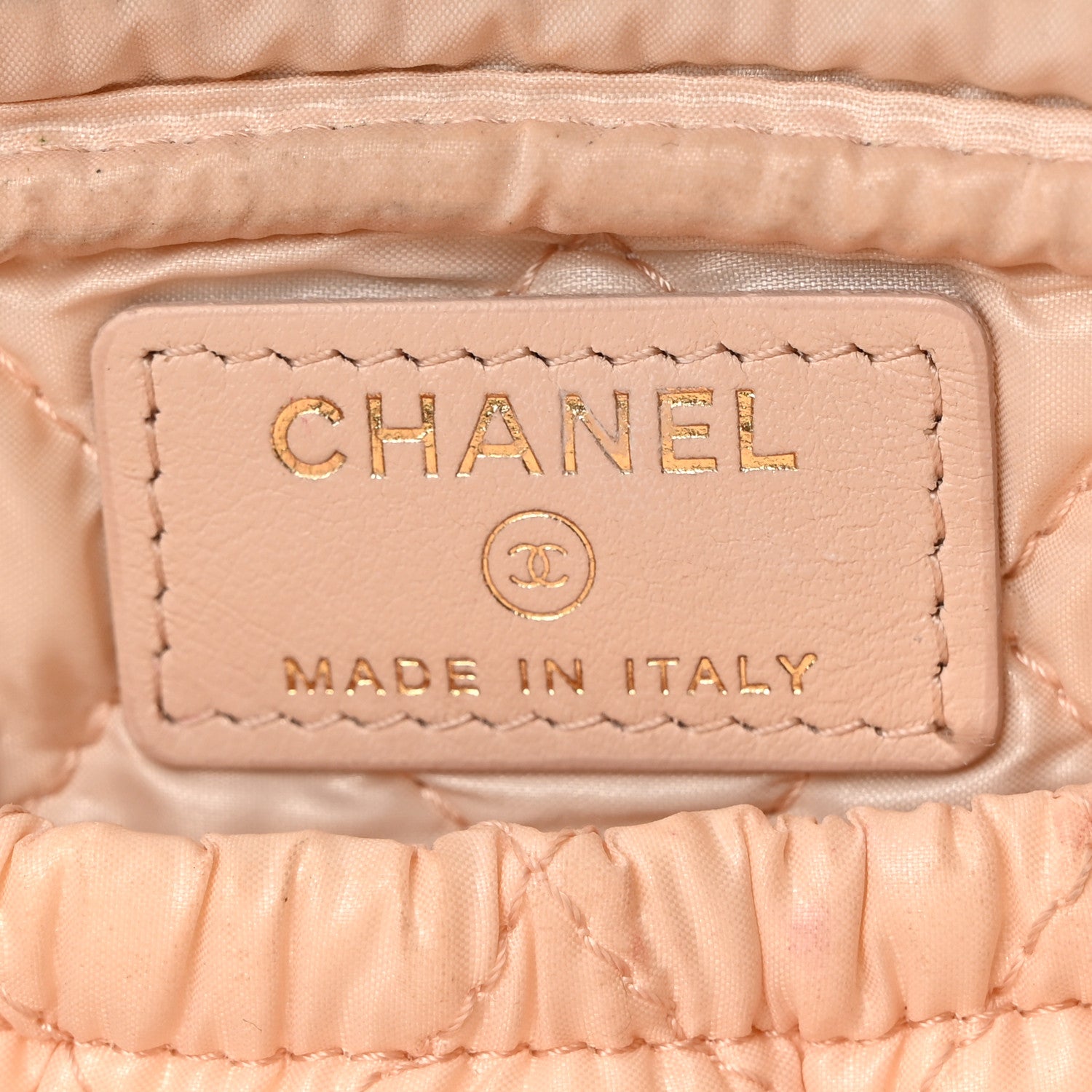 Chanel Caviar Quilted Small Curvy Pouch Cosmetic Case Light Beige 6 of 9