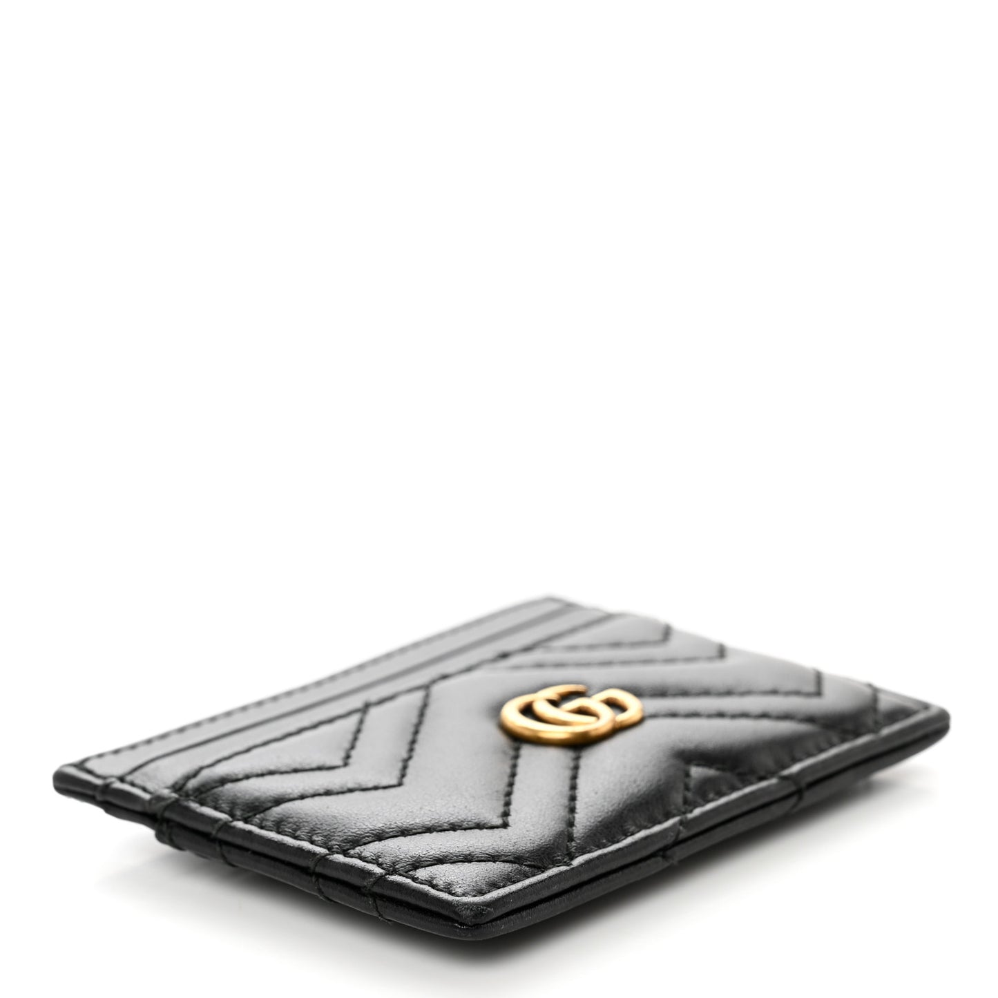 Calfskin Matelasse GG Marmont Card Holder Black