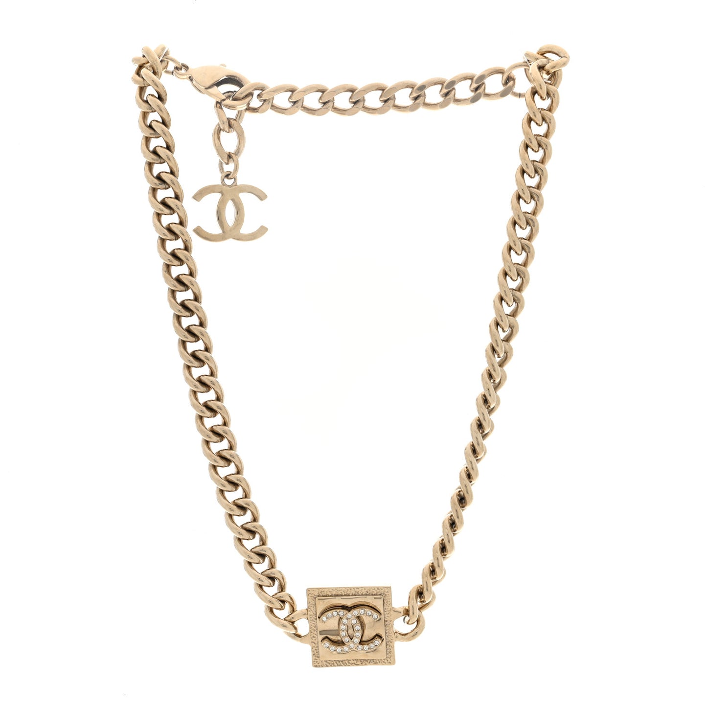 Metal Crystal CC Choker Gold