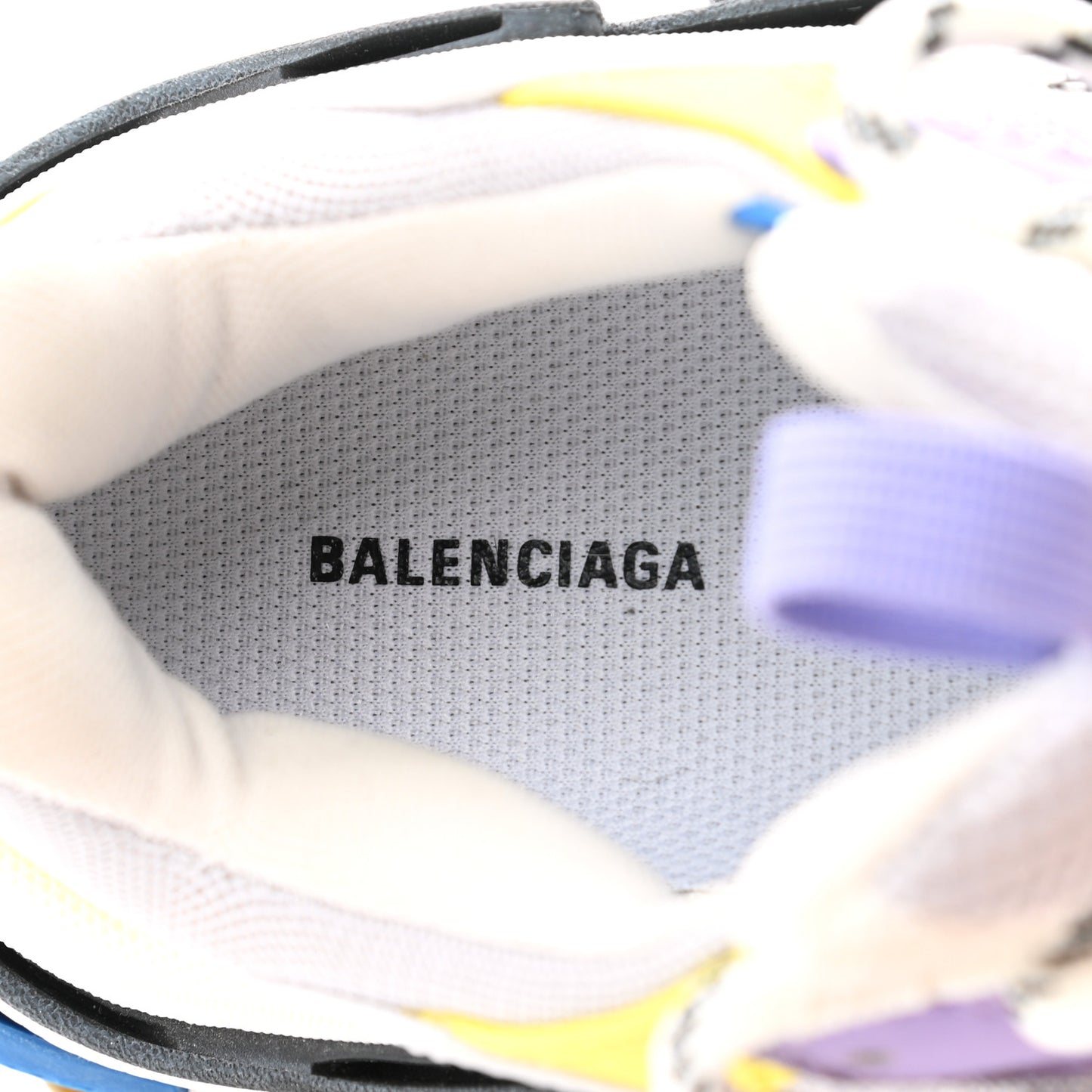 Fabric Mesh Womens Triple S Sneakers 36 White Purple Yellow