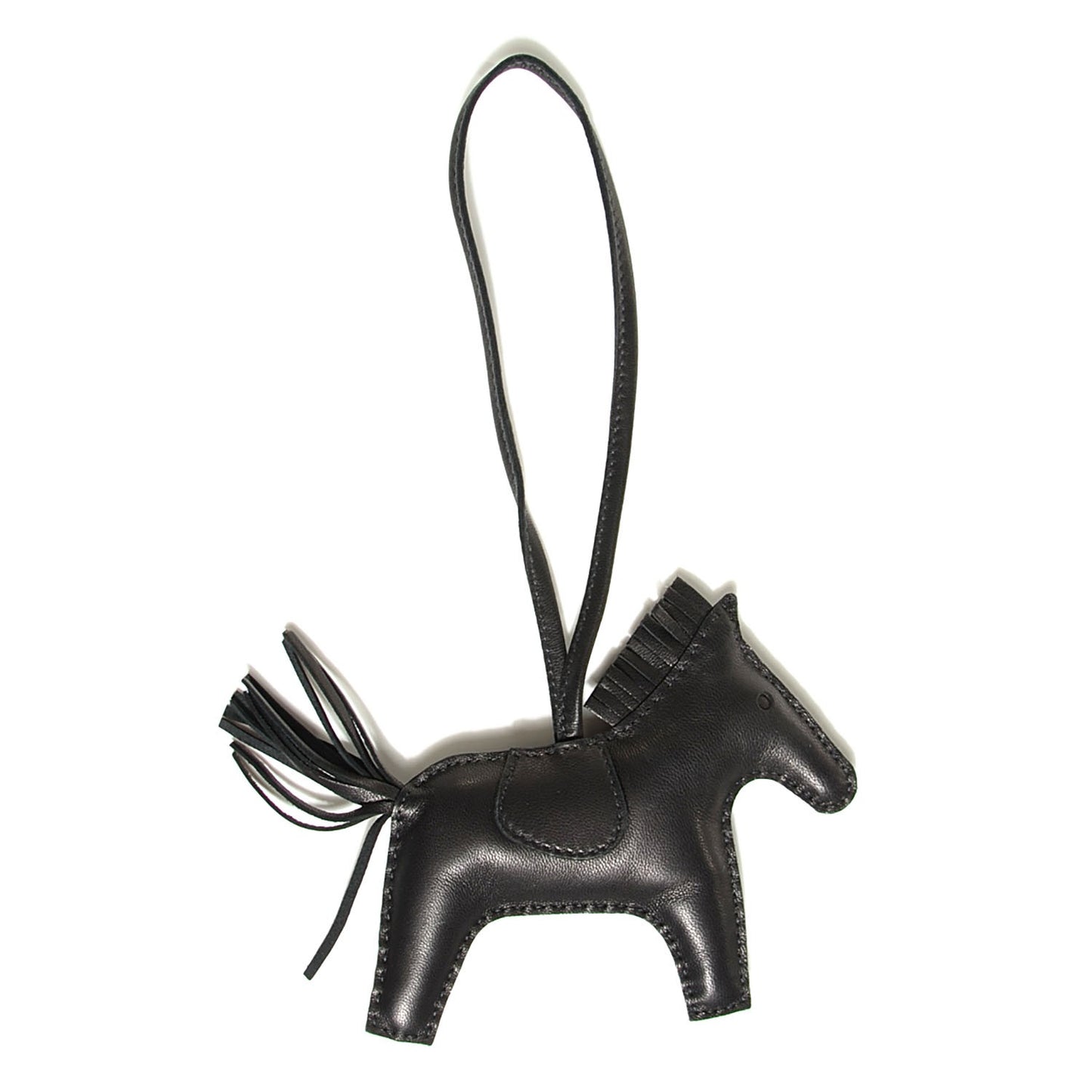 Milo Lambskin Grigri Rodeo Horse Bag Charm MM So Black