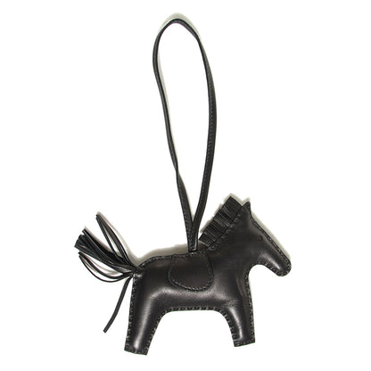 Hermes Milo Lambskin Grigri Rodeo Horse Bag Charm MM So Black 8 of 10