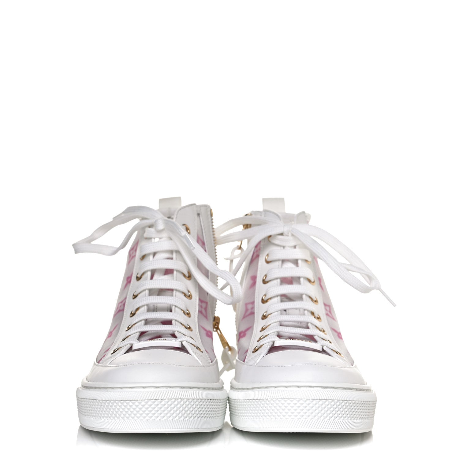 Louis Vuitton Technical Fabric Calfskin Monogram Printed Stellar Sneaker Boots 36 Pink 2 of 10