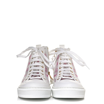 Louis Vuitton Technical Fabric Calfskin Monogram Printed Stellar Sneaker Boots 36 Pink 2 of 10